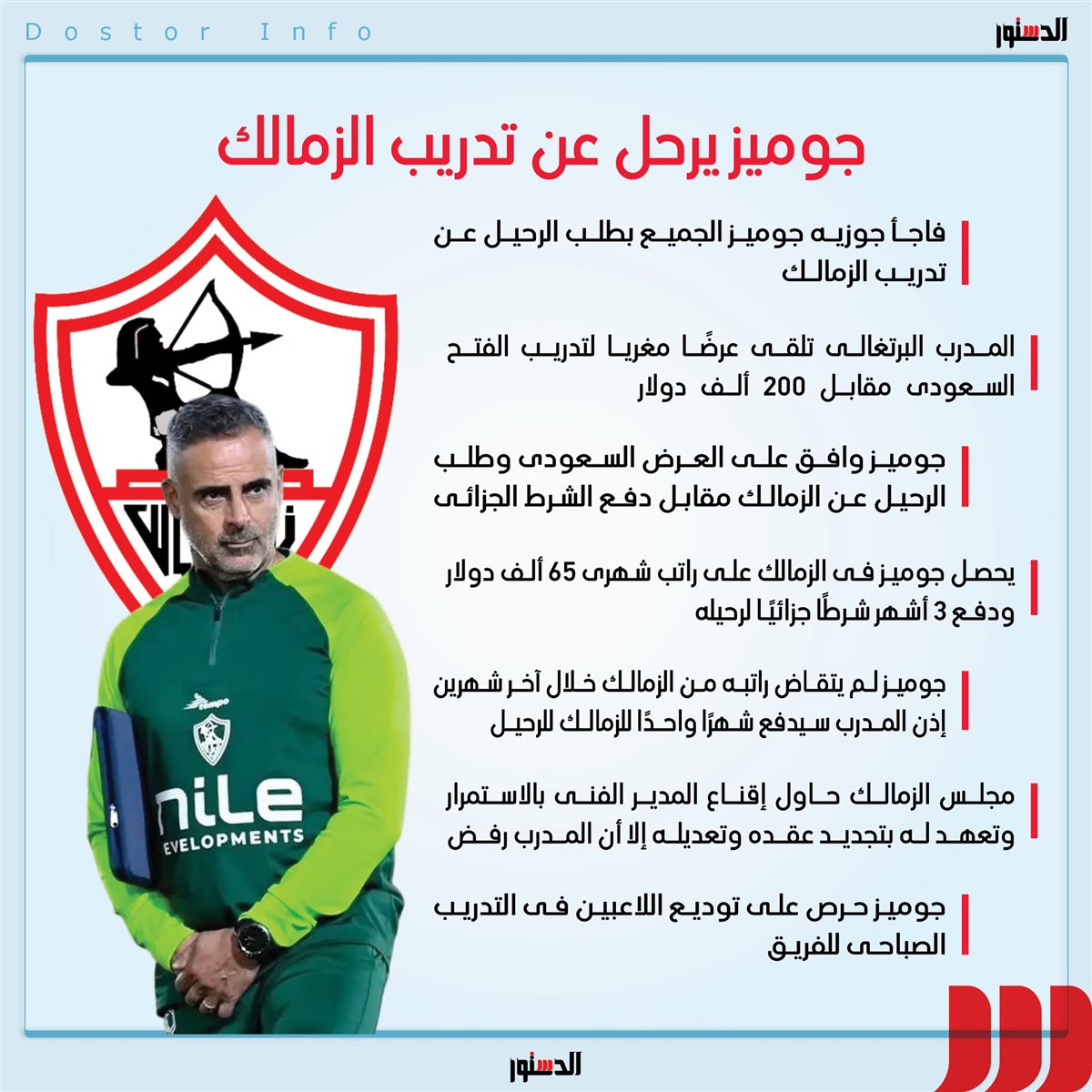 <strong>جوزيه جوميز يرحل عن تدريب الزمالك </strong>